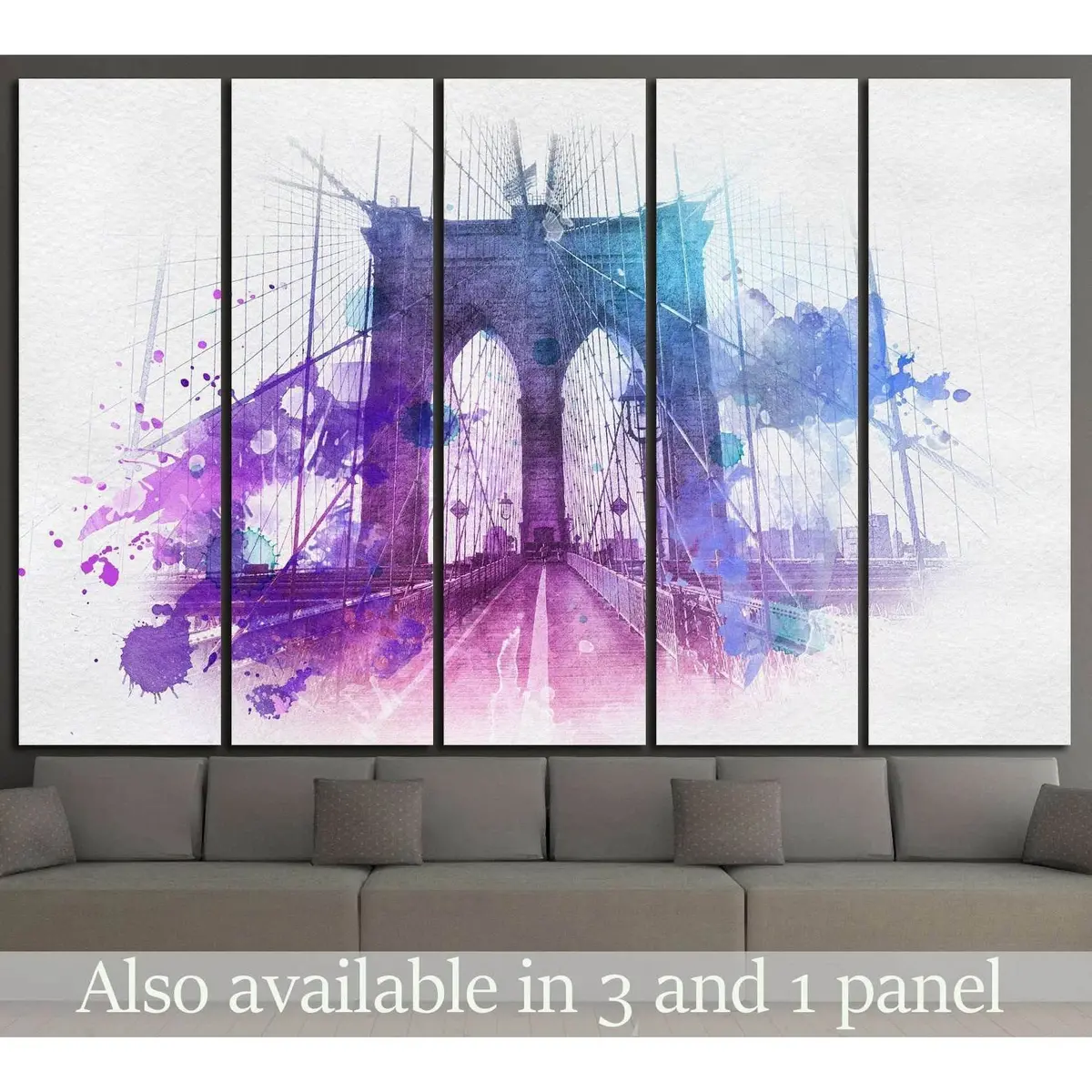 Brooklyn Bridge Watercolor Canvas Art Print №805