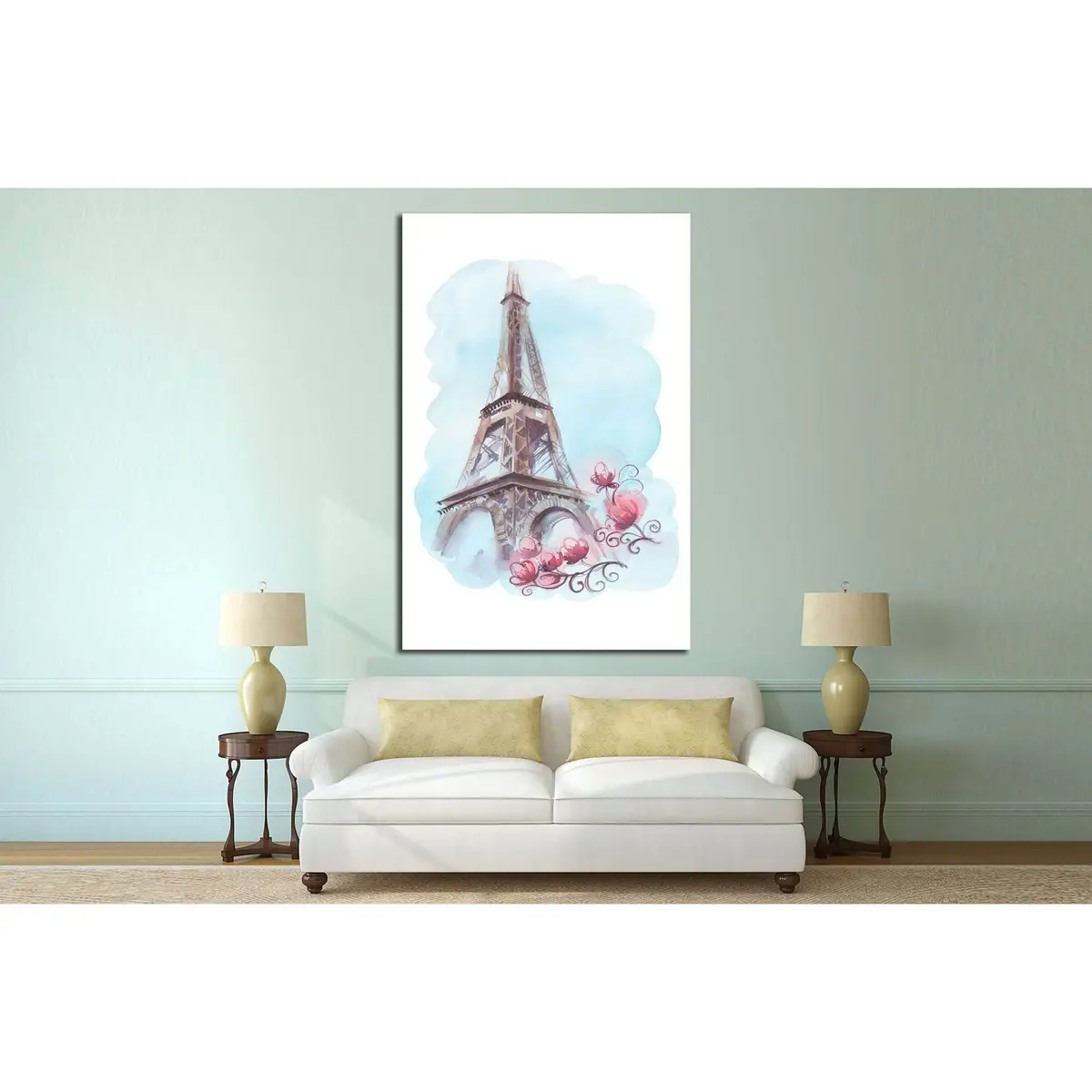 Watercolor Illustration With Eiffel Tower №4596 Ready To Hang Canvas Print 3
