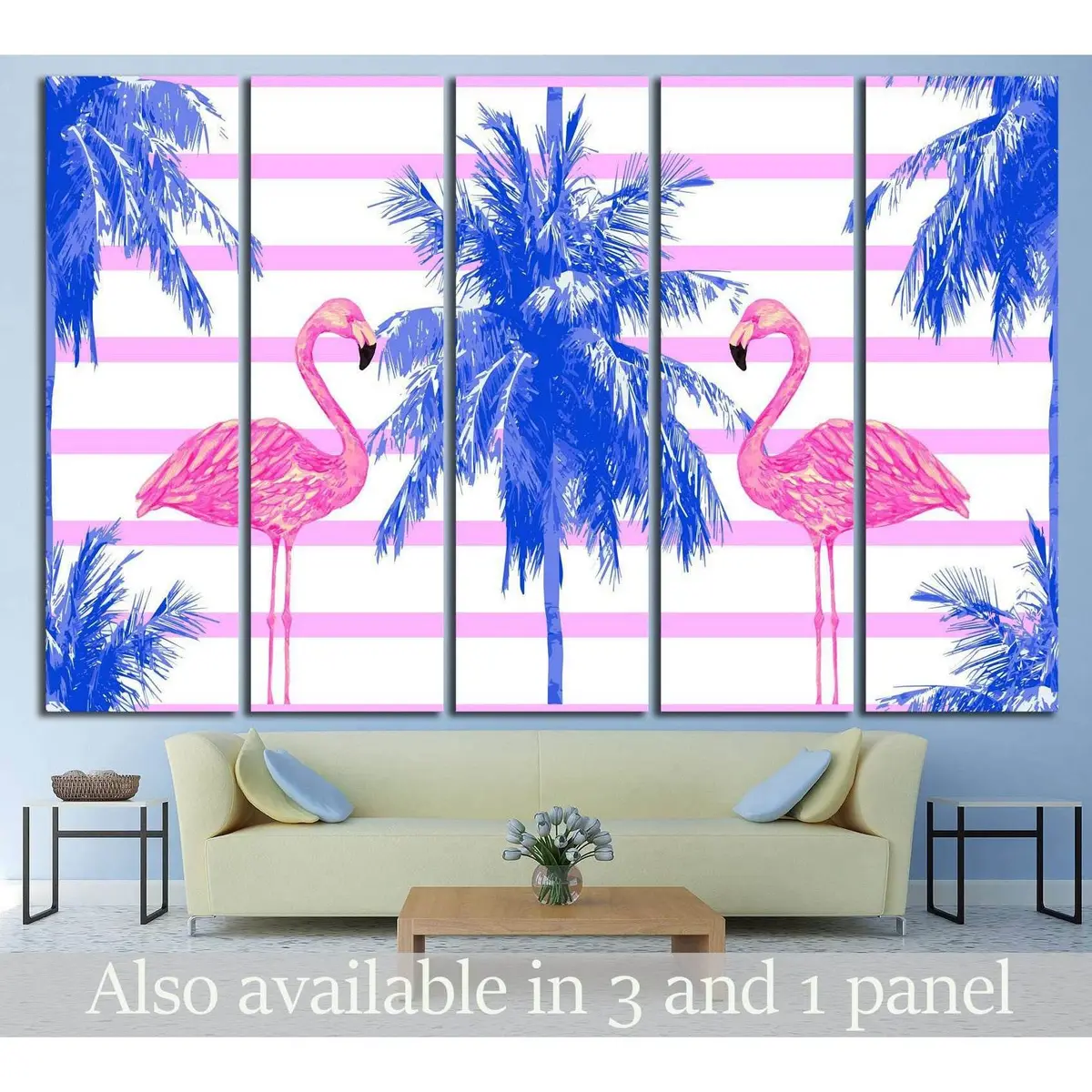 Pink Flamingo Watercolor Canvas Art Print №708