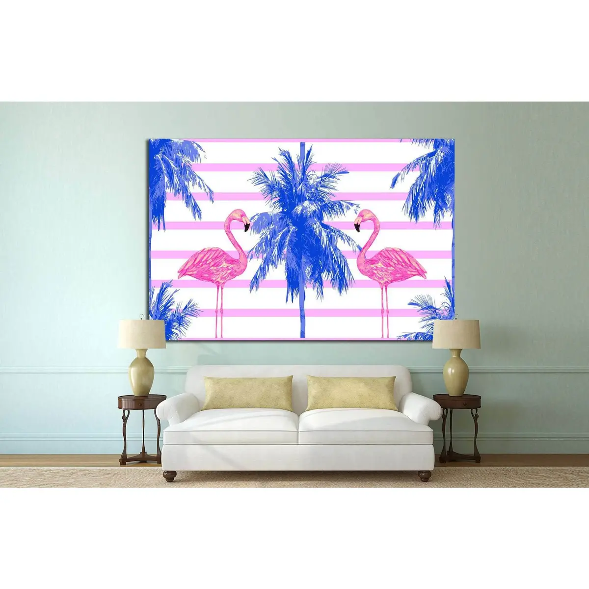 Watercolor Pink Flamingos №708 Ready To Hang Canvas Print 3