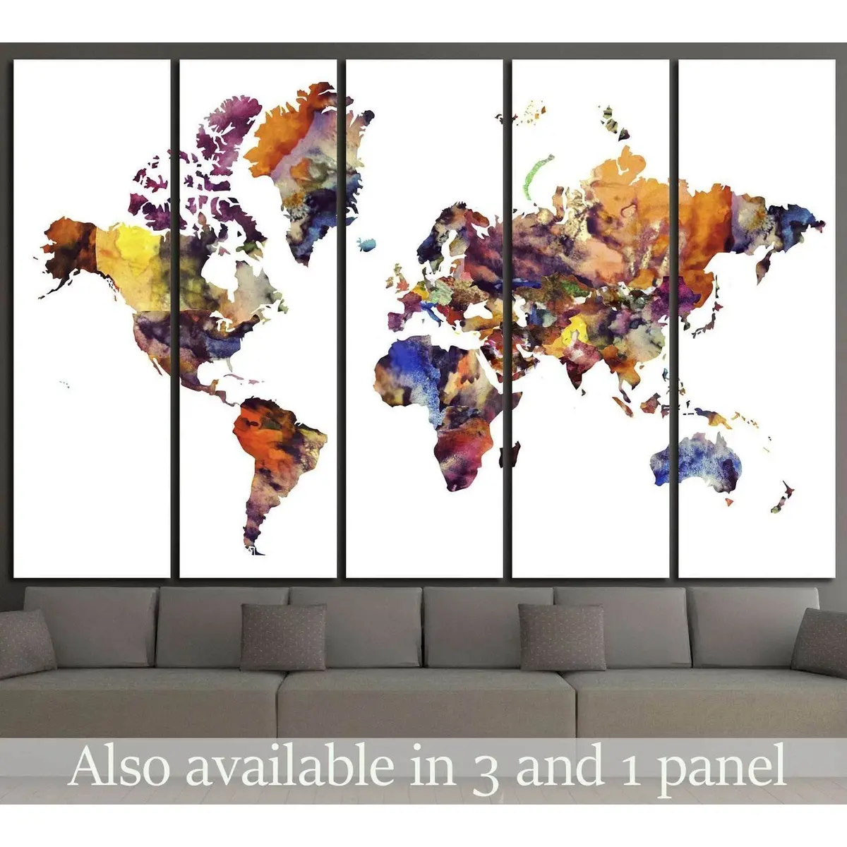Premium Watercolor World Map Canvas Art Print #1456 – Ready-to-Hang Wall Decor