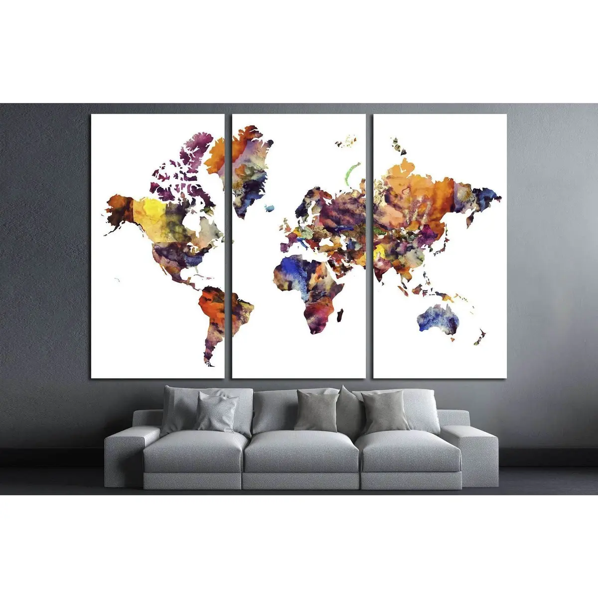 Watercolor World Map №1456 Ready To Hang Canvas Print 5