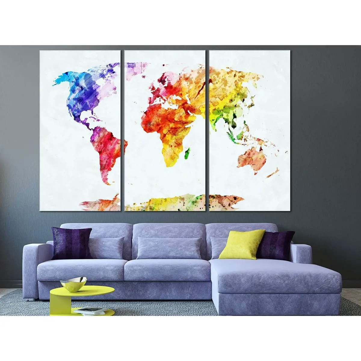 Watercolor World Map №705 Ready To Hang Canvas Print 5