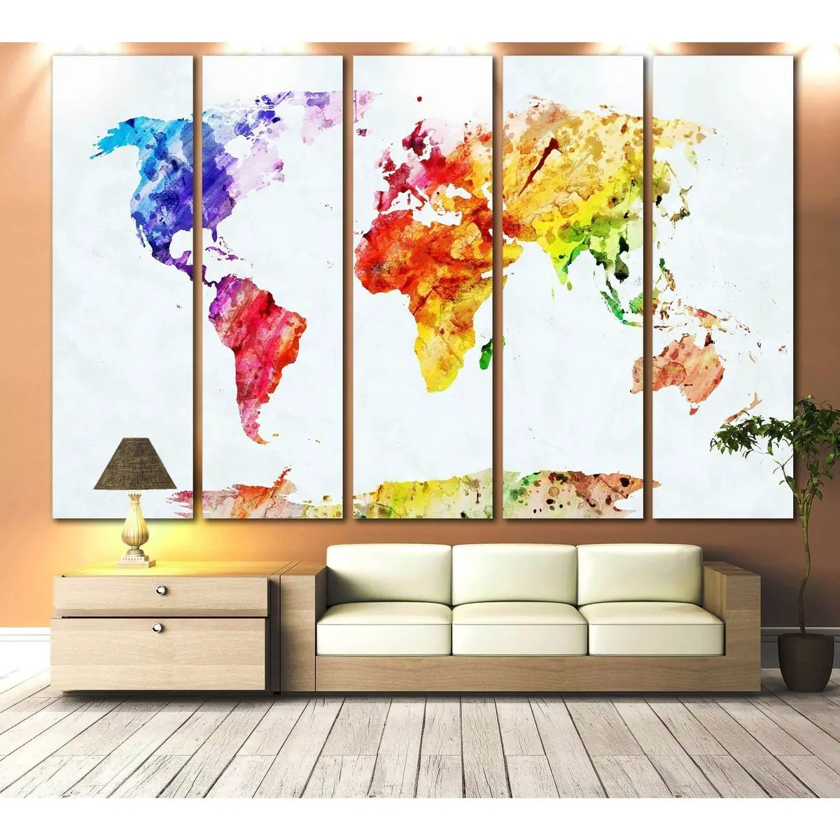 Ready-to-Hang Watercolor World Map Canvas Art Print