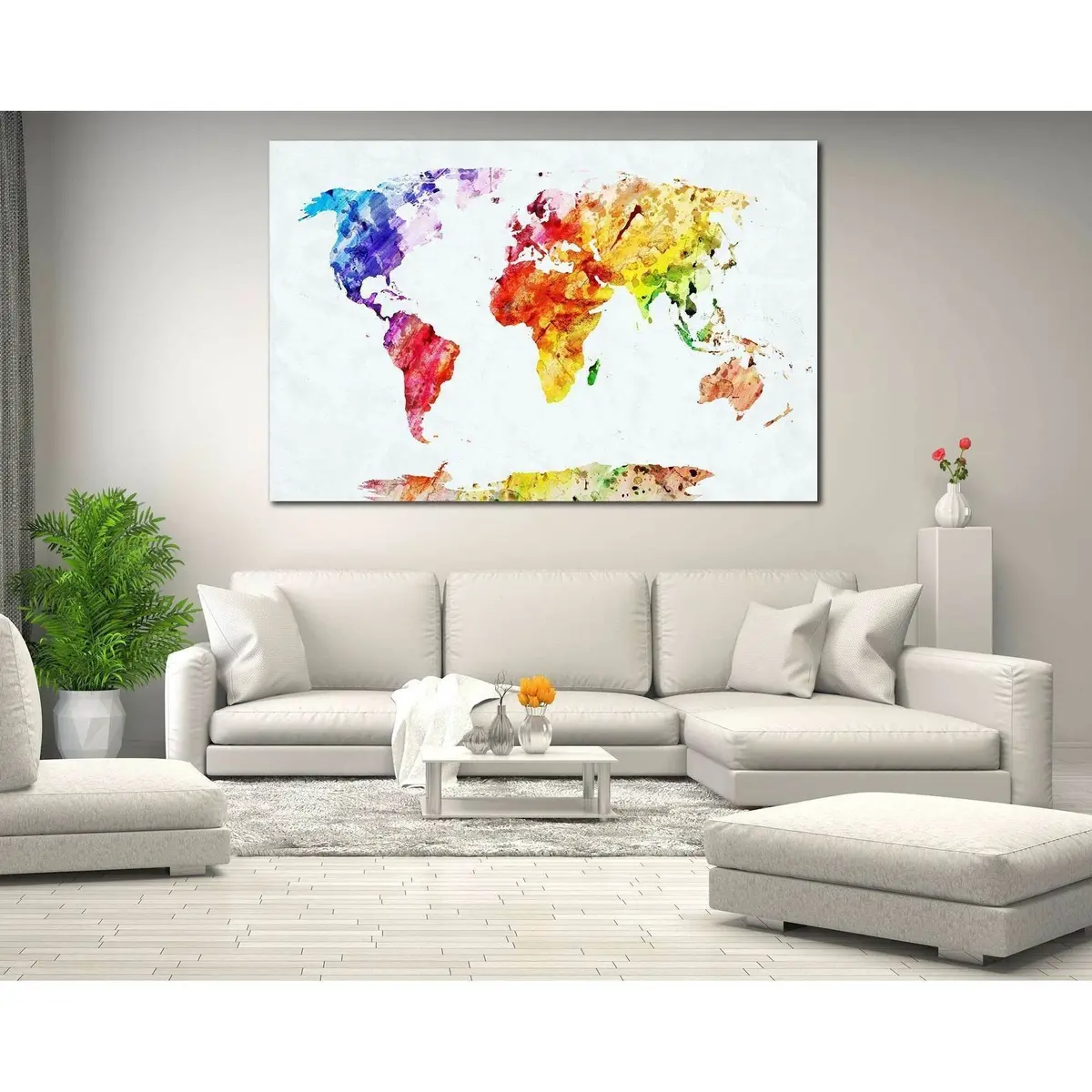 Watercolor World Map №705 Ready To Hang Canvas Print 5