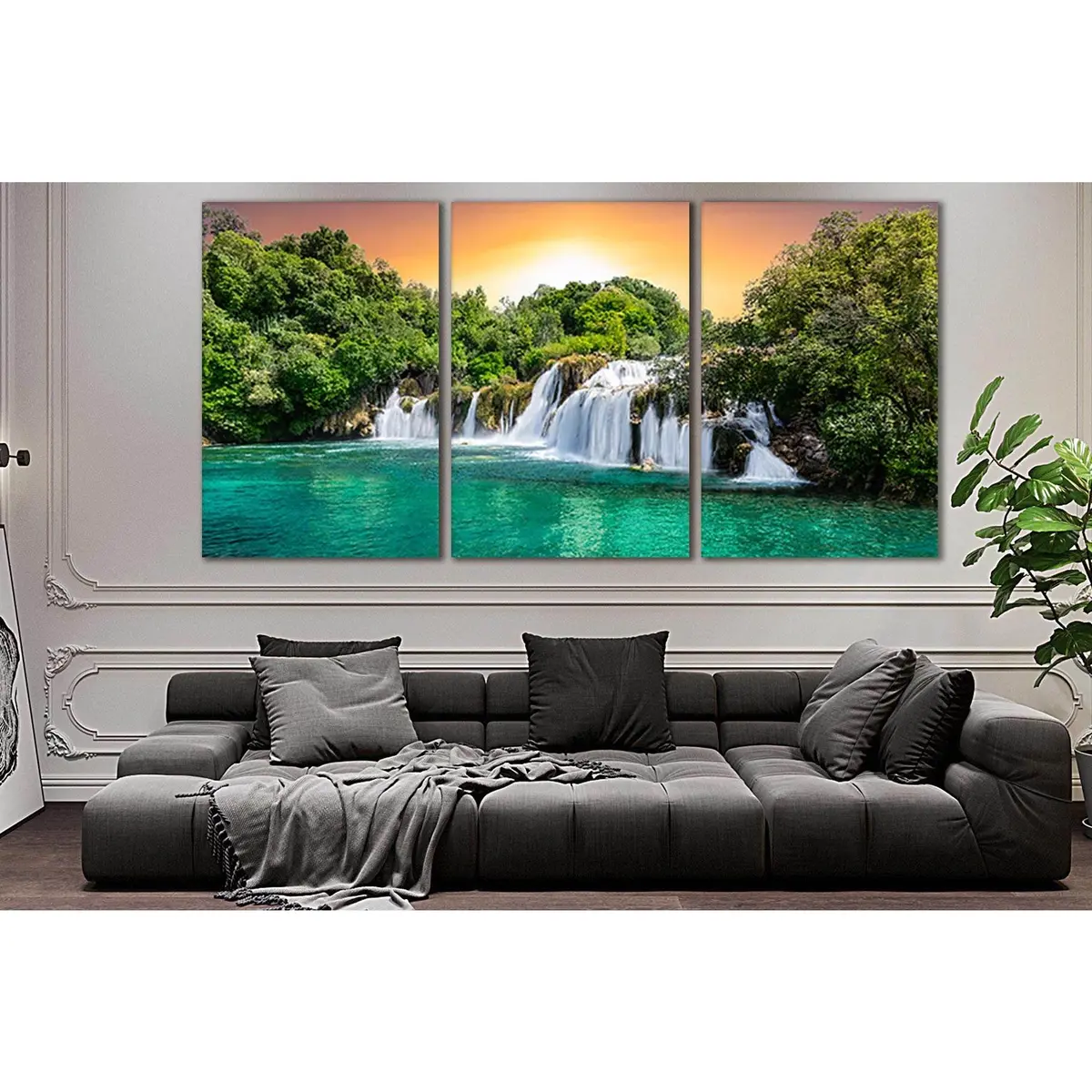 Waterfalls At Sunset №Sl471 Ready To Hang Canvas Print 5