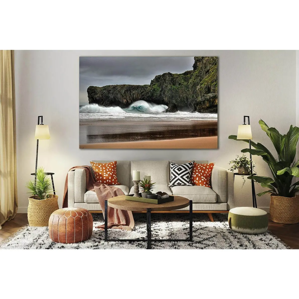 Waves Hitting The Rocks On The Shoreline №Sl198 Ready To Hang Canvas Print 1