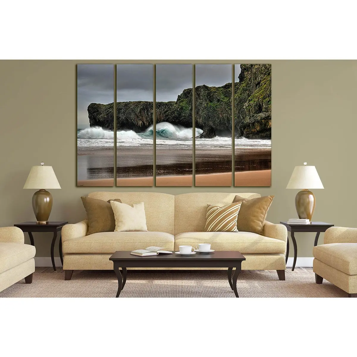Ocean Waves Crashing Against Coastal Rocks – Ready-to-Hang Canvas Wall Art (SL198) - Image 3