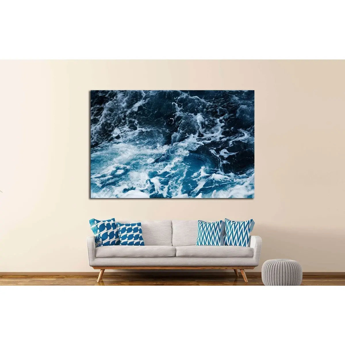 Waves In Ocean Splashing Waves №1402 Ready To Hang Canvas Print 3