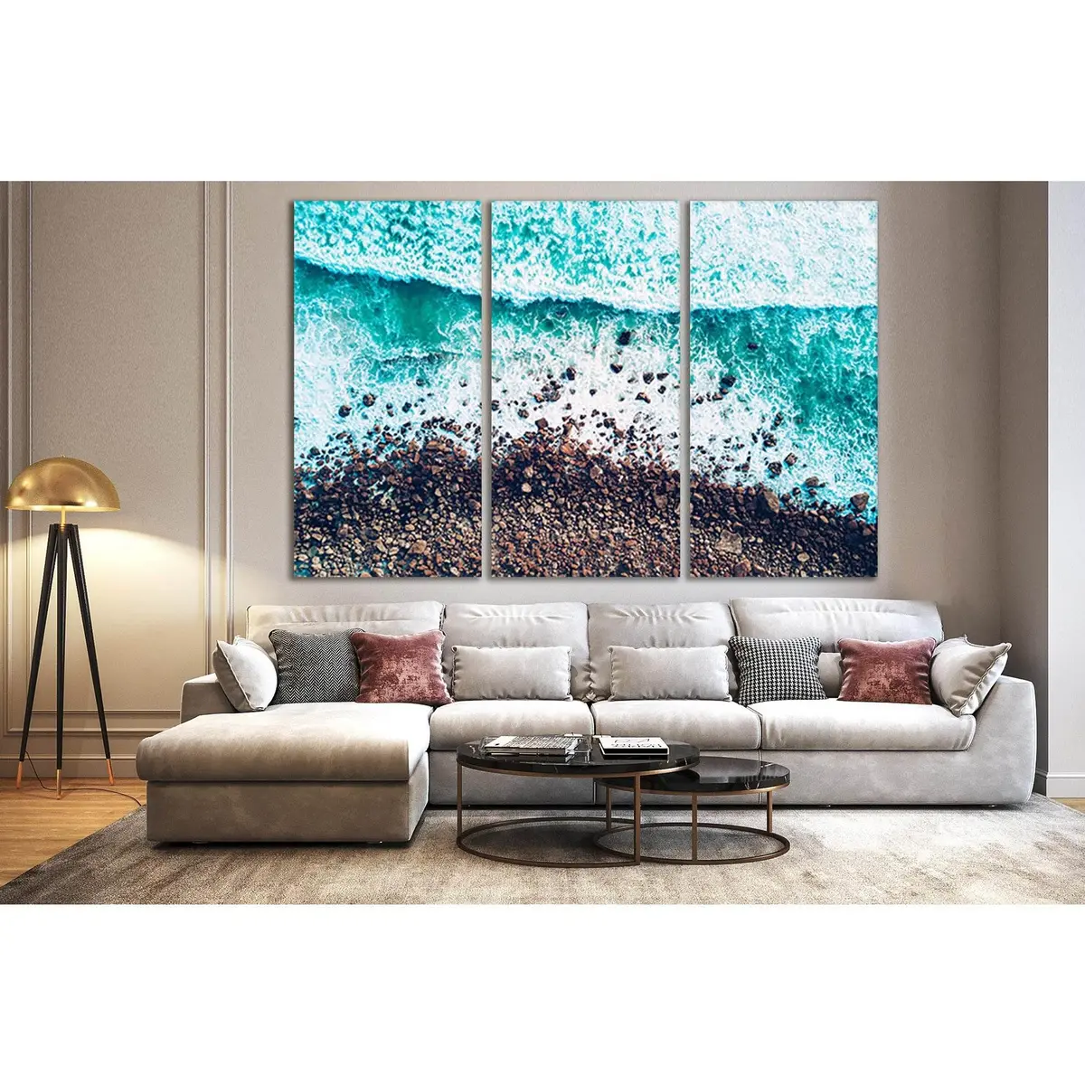 Waves Splashing On Boulder Beach №Sl122 Ready To Hang Canvas Print 5