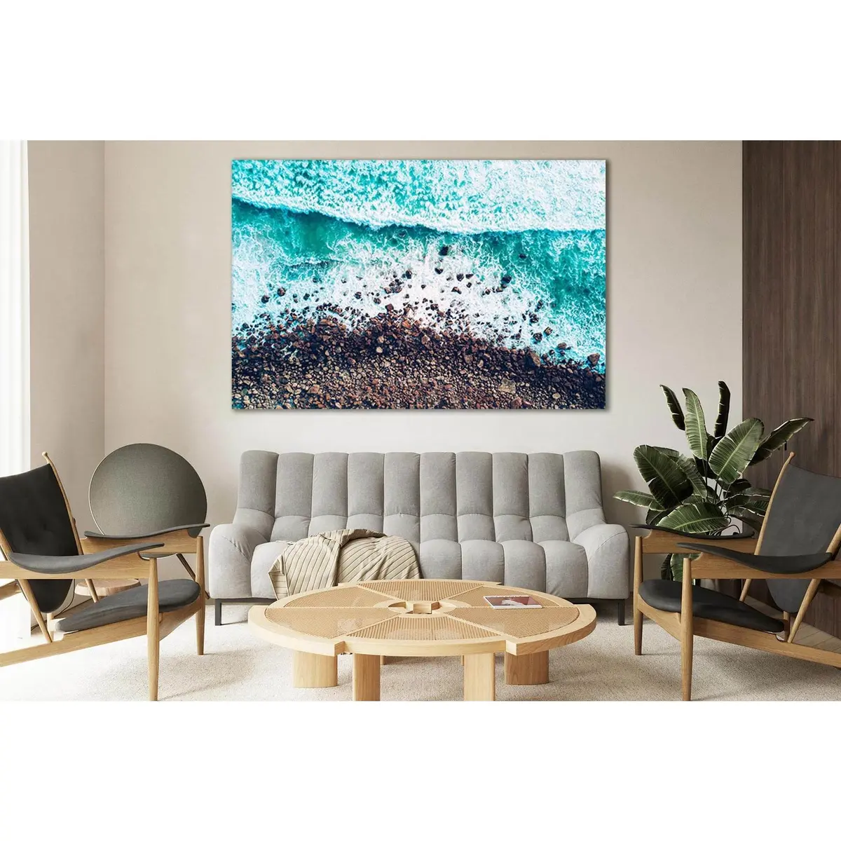 Waves Splashing On Boulder Beach №Sl122 Ready To Hang Canvas Print 2