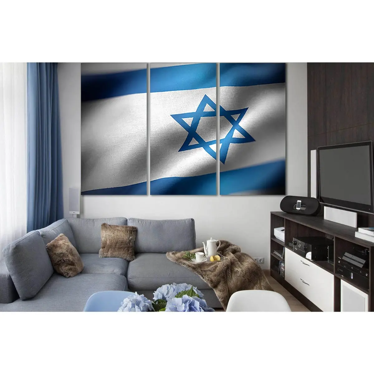 Waving Flag Of Israel №Sl1180 Ready To Hang Canvas Print 5