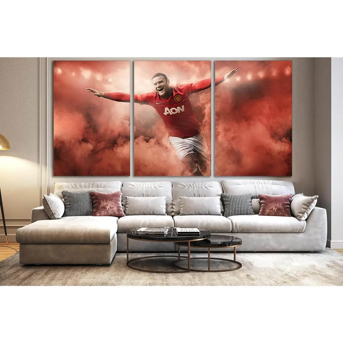 Wayne Rooney Footballer In Red Smoke №Sl932 Ready To Hang Canvas Print 5
