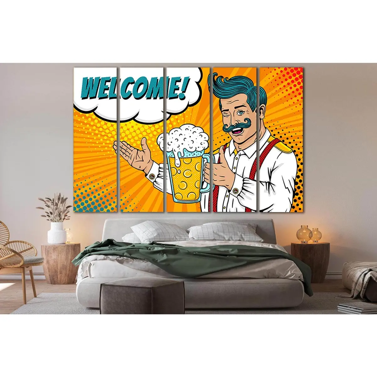 SL527 Pop Art Welcome Sign Canvas Wall Art – Ready-to-Hang Print