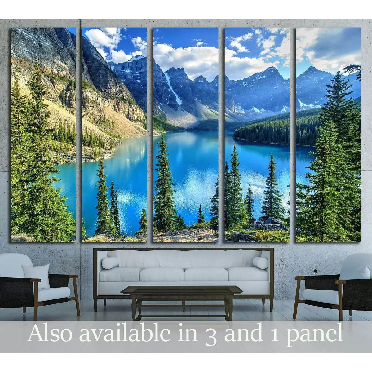 Stunning Canvas Print of Wenkchemna Peaks' Reflection on Moraine Lake, Banff National Park, Canadian Rockies