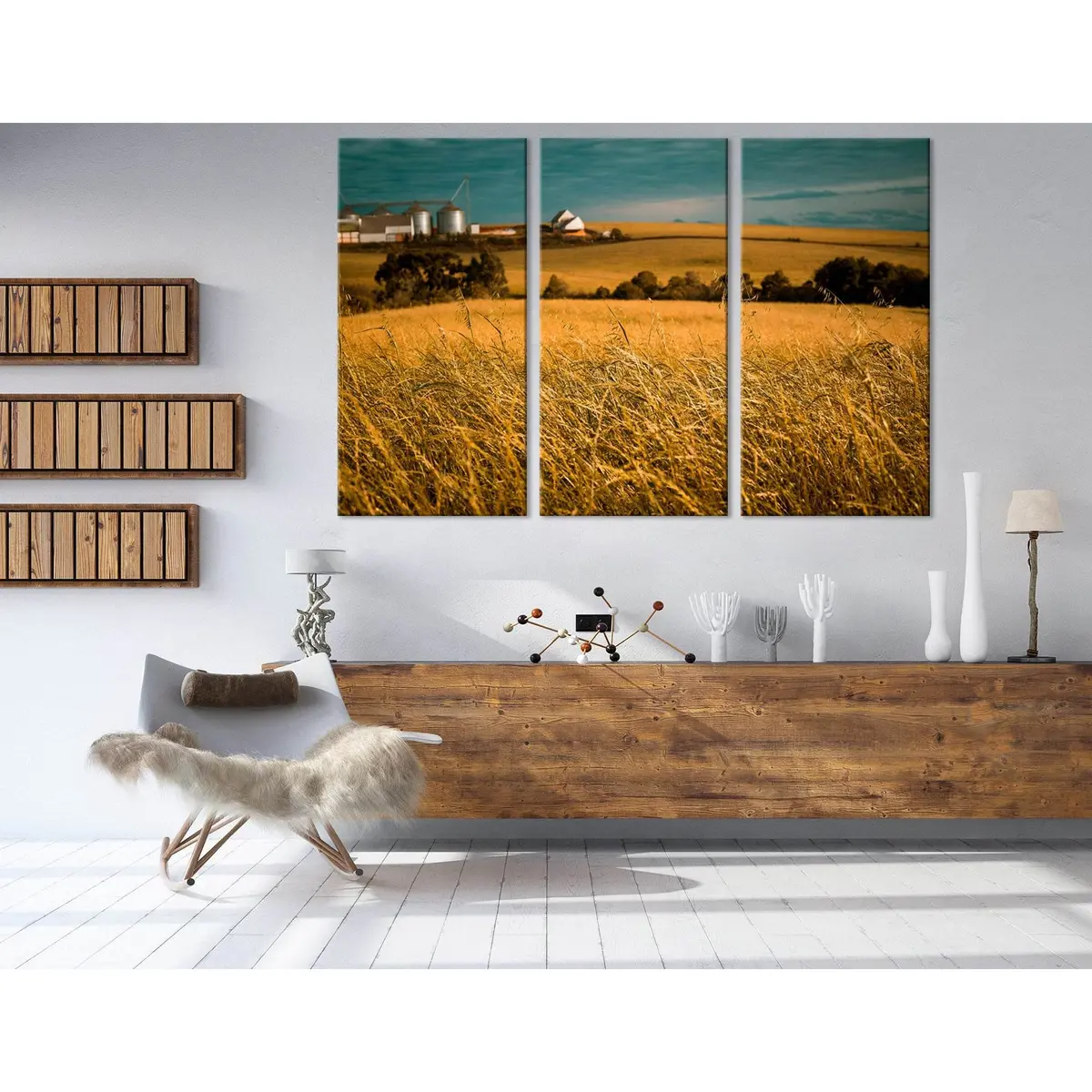 Wheat Field In Overcast Weather №04245 Ready To Hang Canvas Print 5