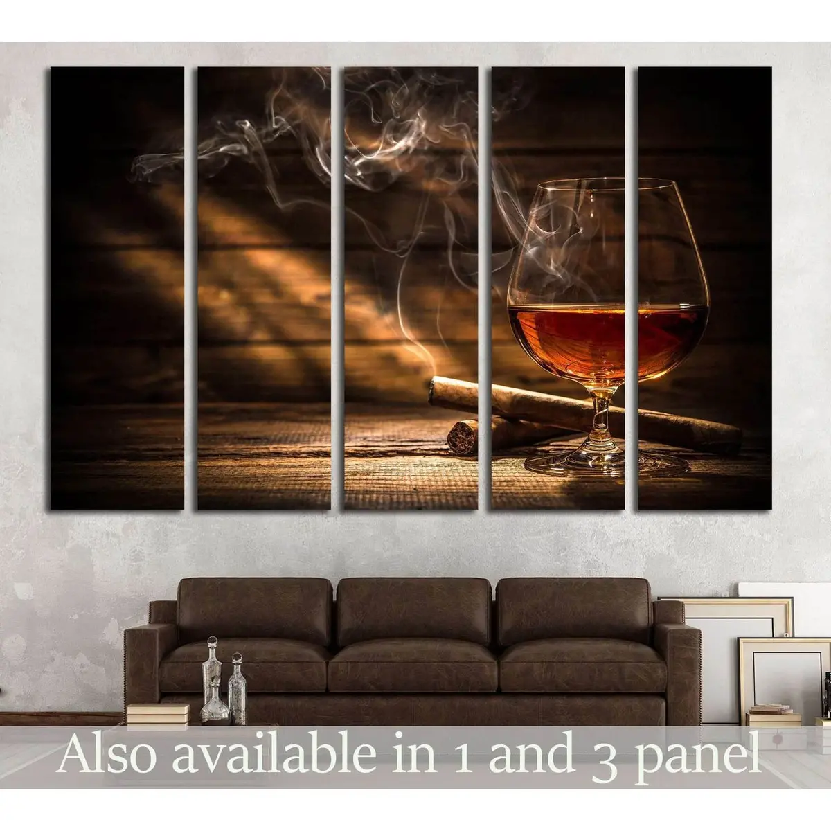 Whiskey & Cigar Canvas Wall Art – Ready-to-Hang Print #533