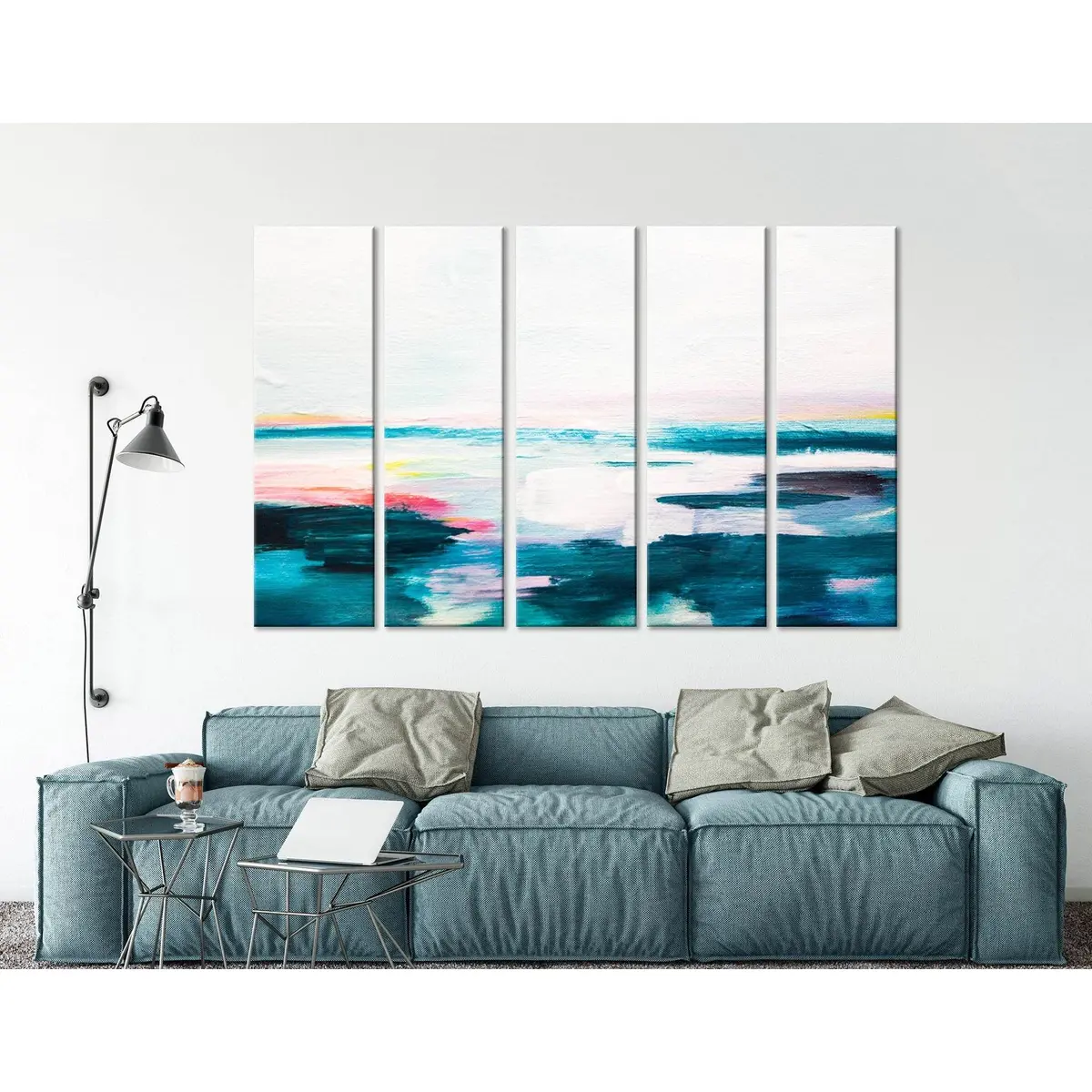 Abstract Blue and White Canvas Art Print №04270 – Pre-Stretched Ready-to-Hang Wall Decor
