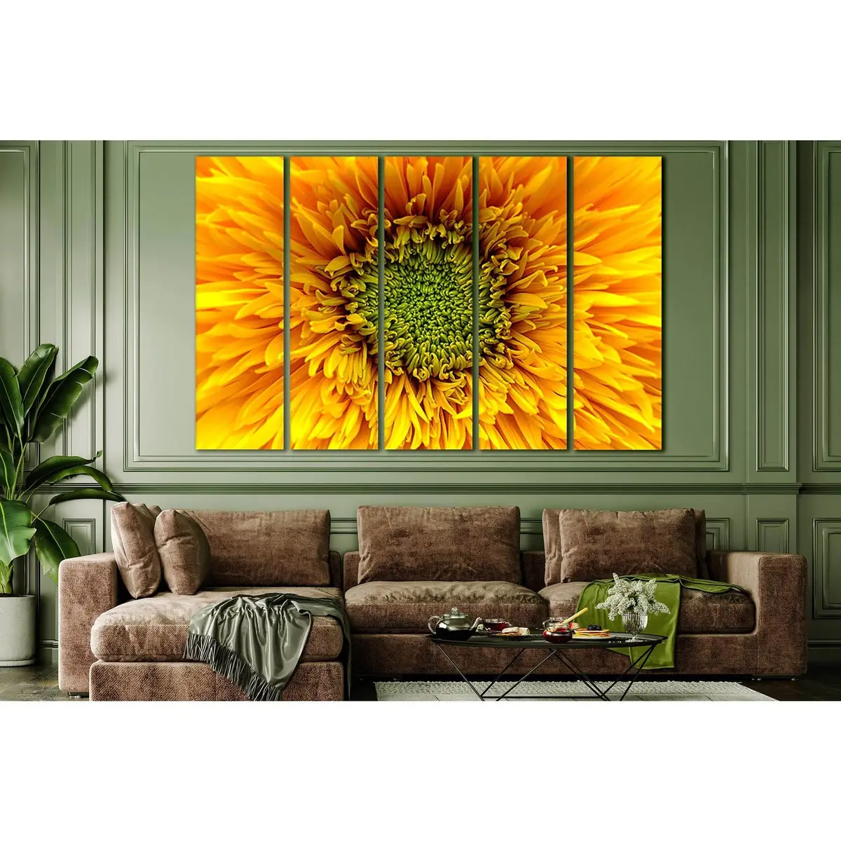 Elegant White and Green Floral Canvas Art – SL727, Ready-to-Hang Wall Decor - Image 3