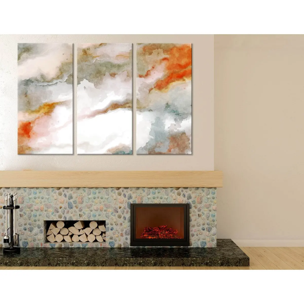 White And Orange Abstract №04337 Ready To Hang Canvas Print 5