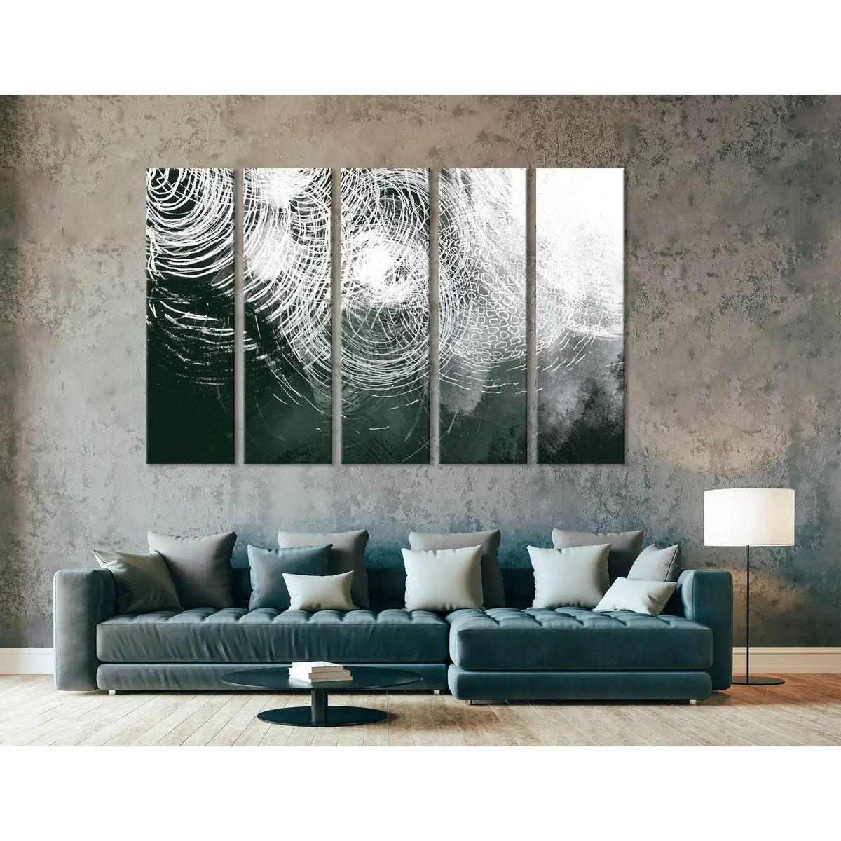 Premium Abstract White Circle Canvas Wall Art №04359 - Image 3