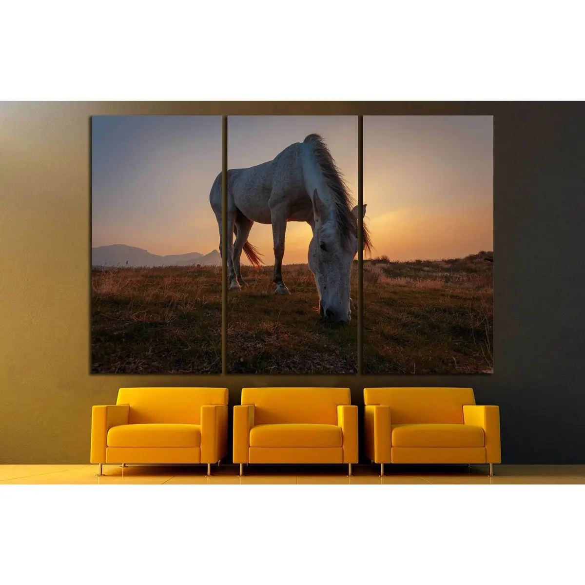 White Horse On Pasture №1116 Ready To Hang Canvas Print 5