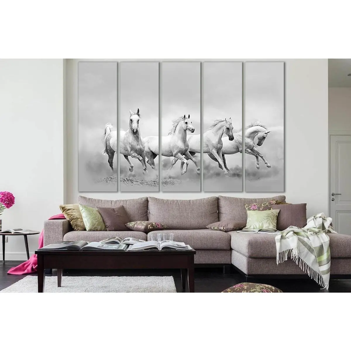 Wild White Horses Galloping Canvas Wall Art – SL888 Premium Ready-to-Hang Print - Image 3