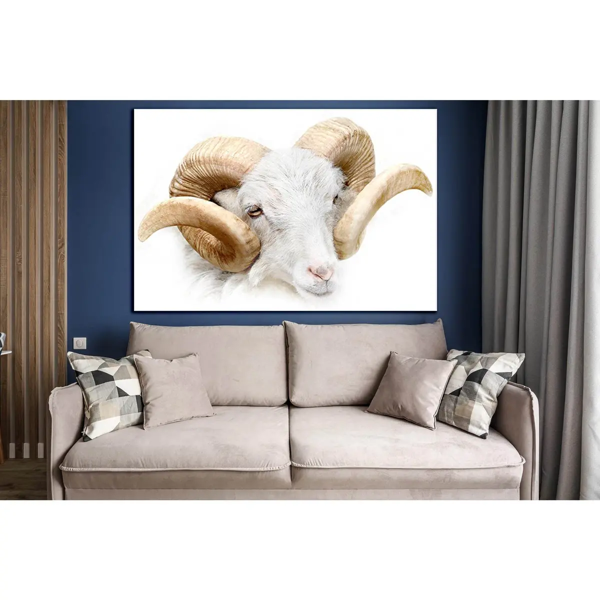 White Ram Close Up №Sl997 Ready To Hang Canvas Print 1