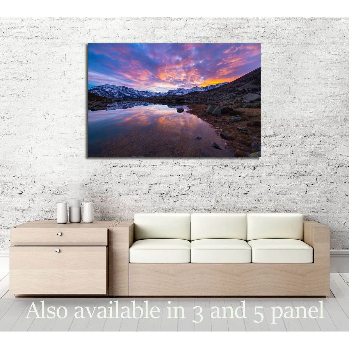 Wide Angle Shot Taken On The Italian Alps №3086 Ready To Hang Canvas Print 1