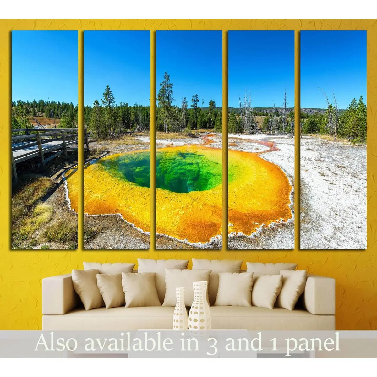Morning Glory Pool, Yellowstone: Wide-Angle Canvas Art from Upper Geyser Basin (2005)