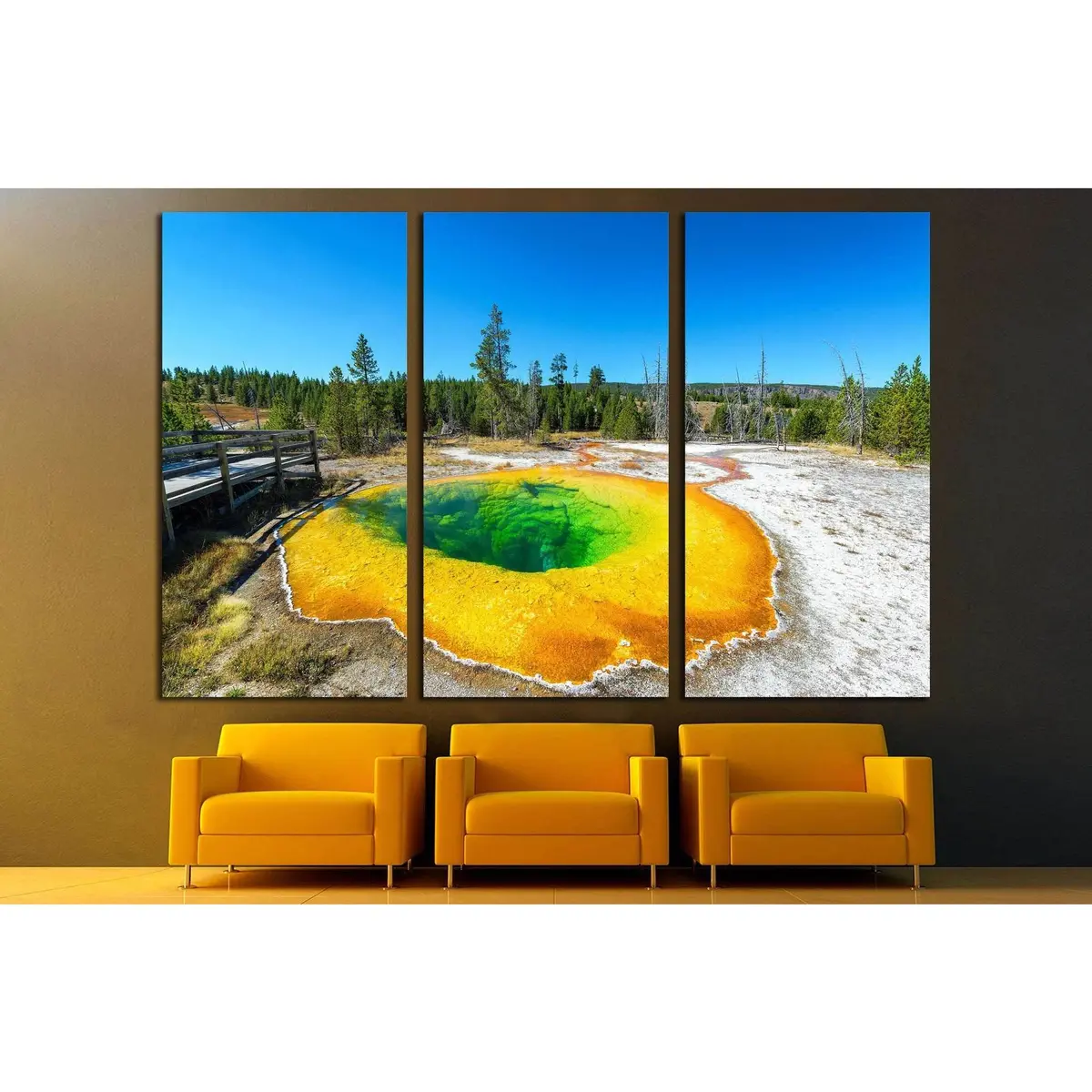 Wide Angle View Of The Morning Glory Pool In The Upper Geyser Basin In Yellowstone National Park №2005 Ready To Hang Canvas Print 5