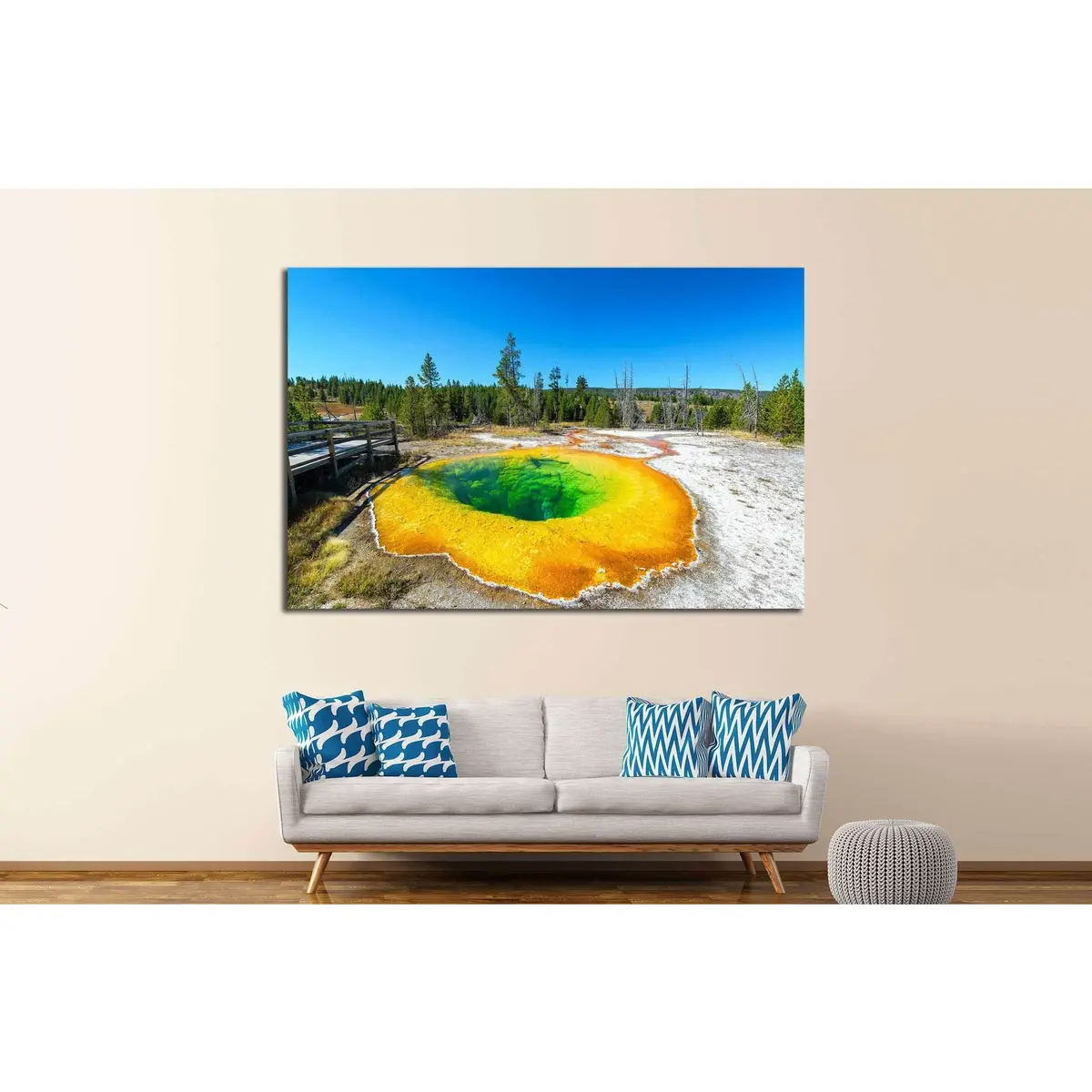 Wide Angle View Of The Morning Glory Pool In The Upper Geyser Basin In Yellowstone National Park №2005 Ready To Hang Canvas Print 3