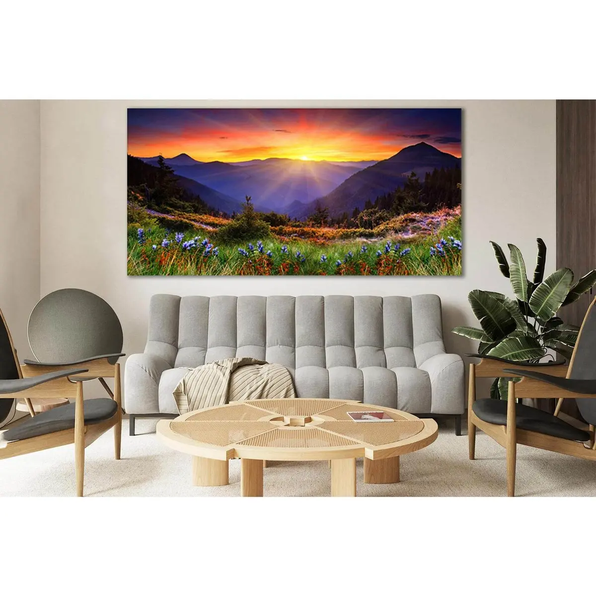 Wild Flowers Mountains Sunset №Sl686 Ready To Hang Canvas Print 1