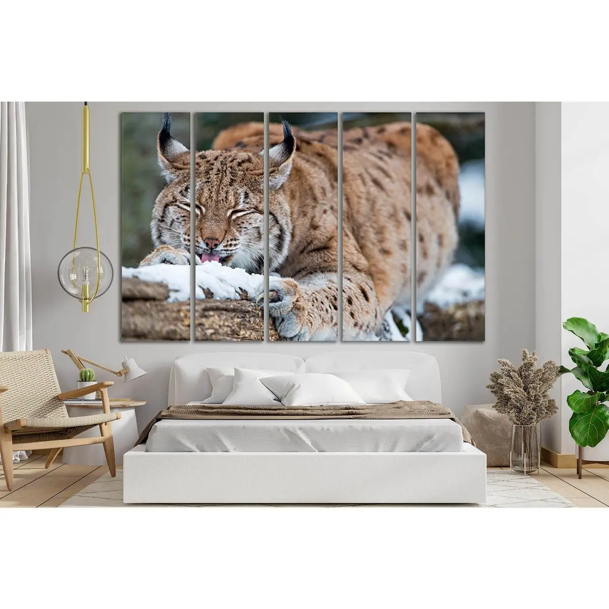 Wild Lynx Perched on a Weathered Log – Premium Ready-to-Hang Canvas Art