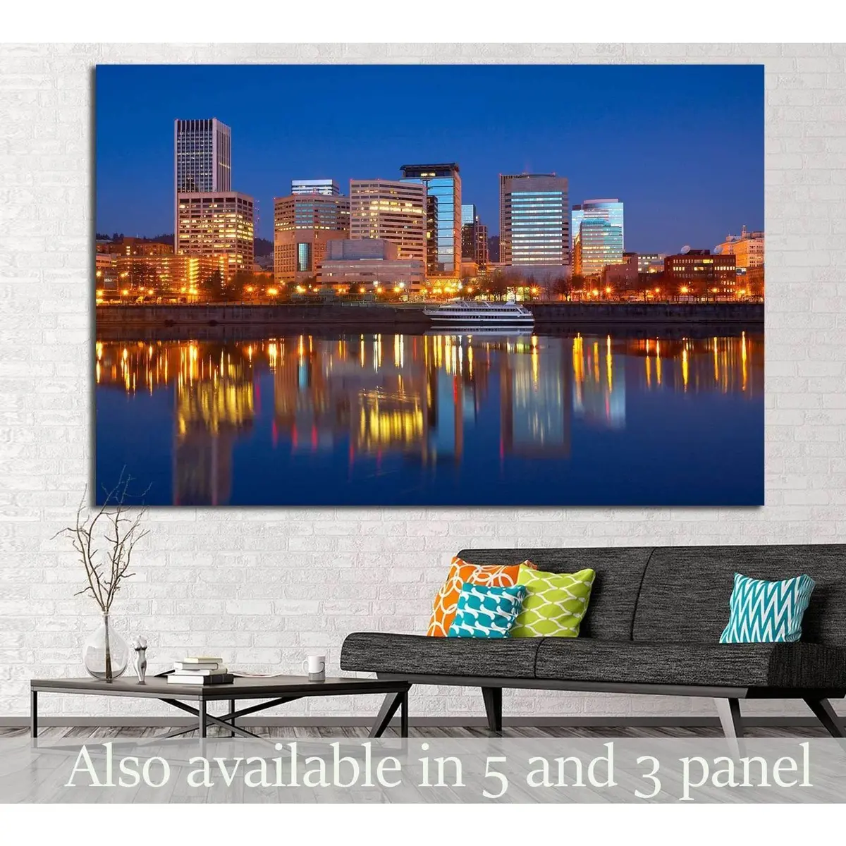 Willamette River Along Portland's Waterfront №754 Ready To Hang Canvas Print 1