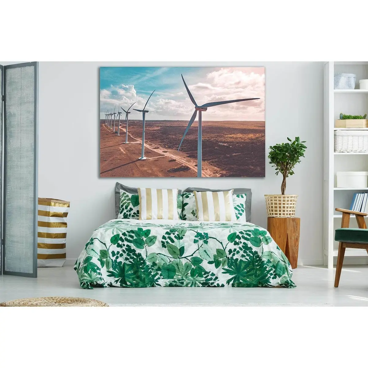 Wind Turbines On Brown Sand №Sl775 Ready To Hang Canvas Print 2