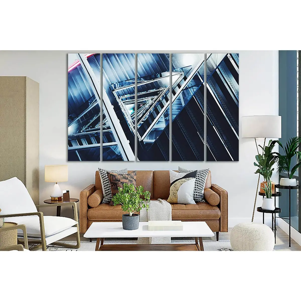 Industrial Staircase Canvas Art №SL1386 – Pre-Hung Wall Decor - Image 3