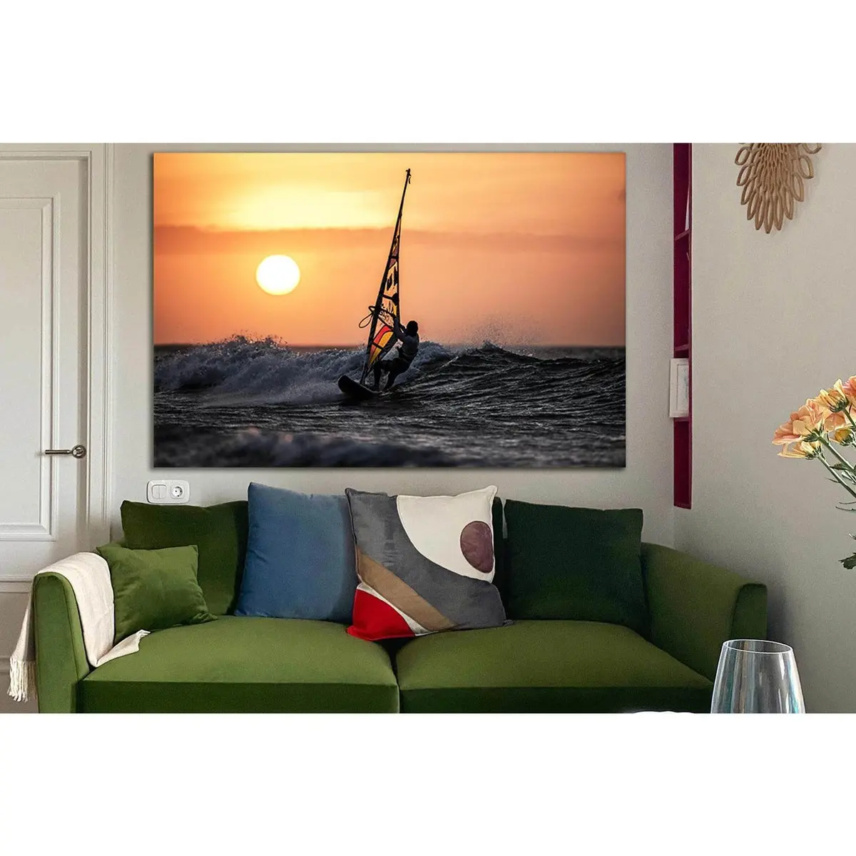 Windsurfing In The Sunset №Sl933 Ready To Hang Canvas Print 1