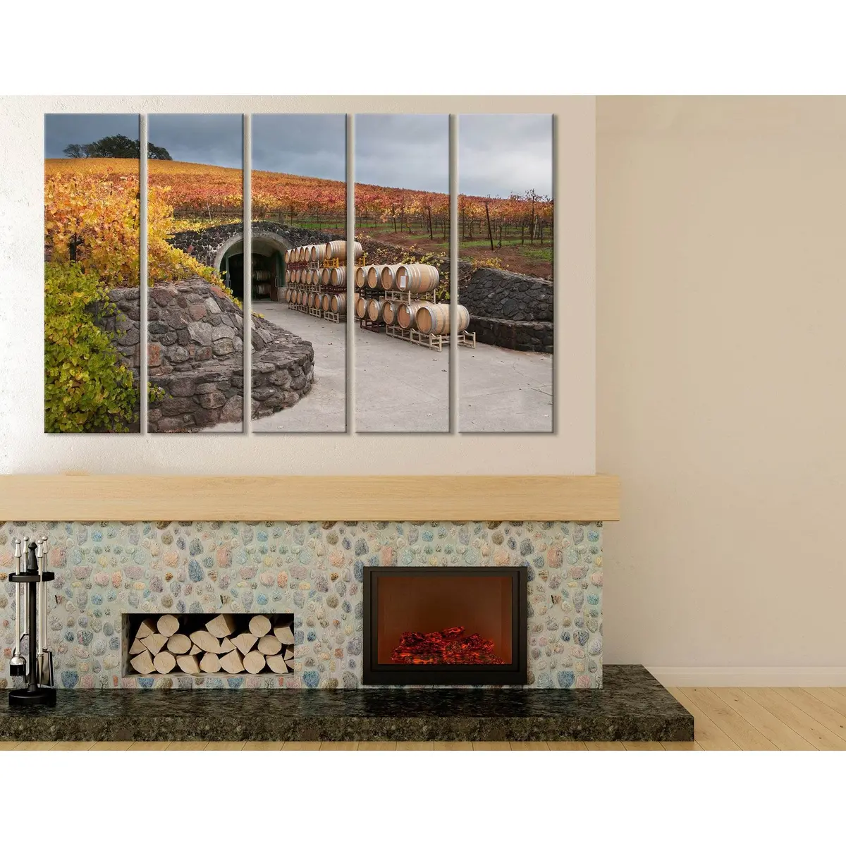 Rustic Wine Barrel Cave Canvas Wall Art – Ready-to-Hang Print