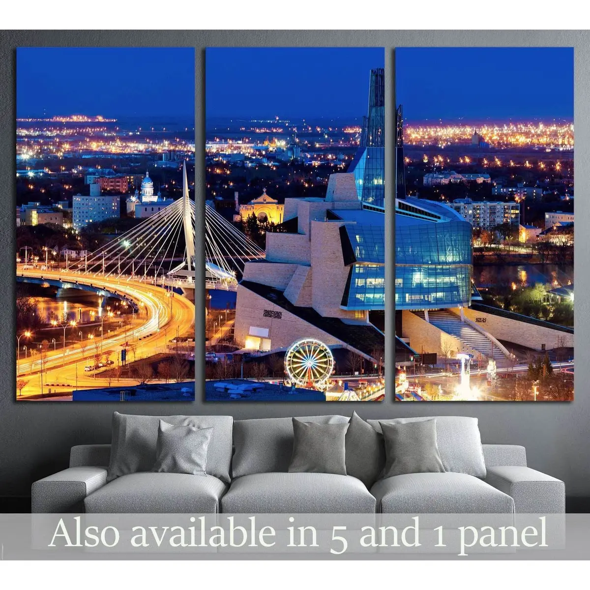 Winnipeg Panorama At Sunset. Winnipeg, Manitoba, Canada №2176 Ready To Hang Canvas Print 5