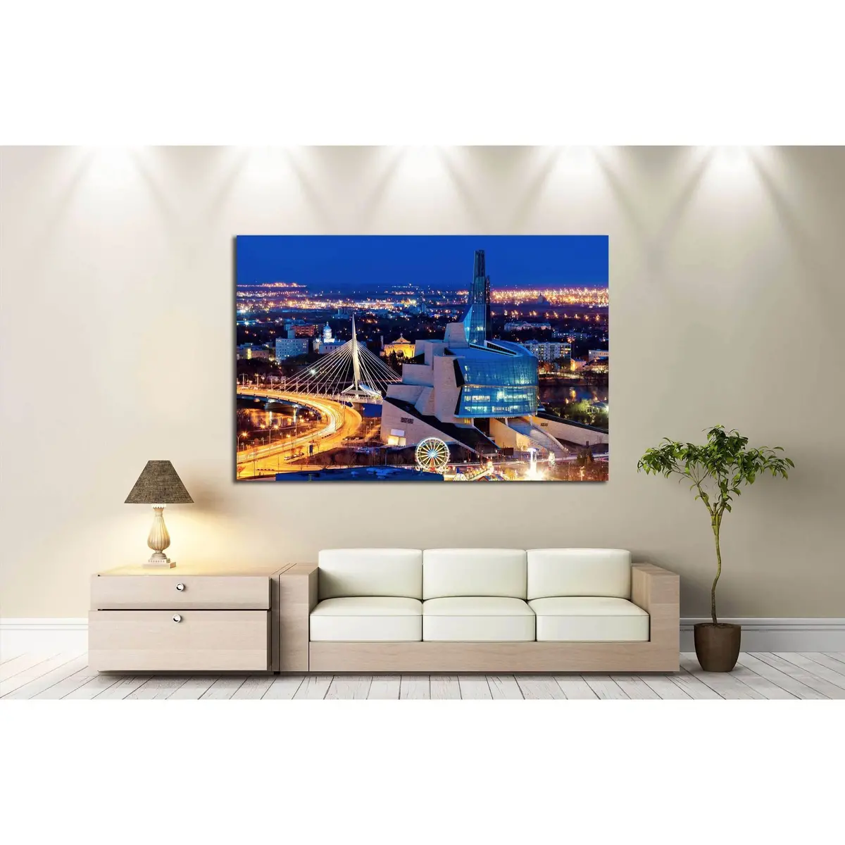 Winnipeg Panorama At Sunset. Winnipeg, Manitoba, Canada №2176 Ready To Hang Canvas Print 3