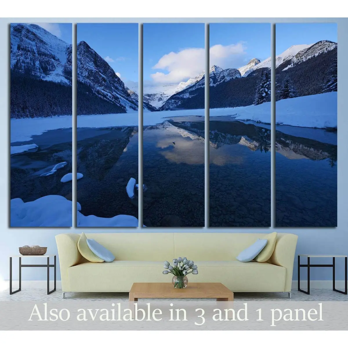 Serene Winter Morning at Lake Louise – Snowy Canvas Wall Art Print #3075