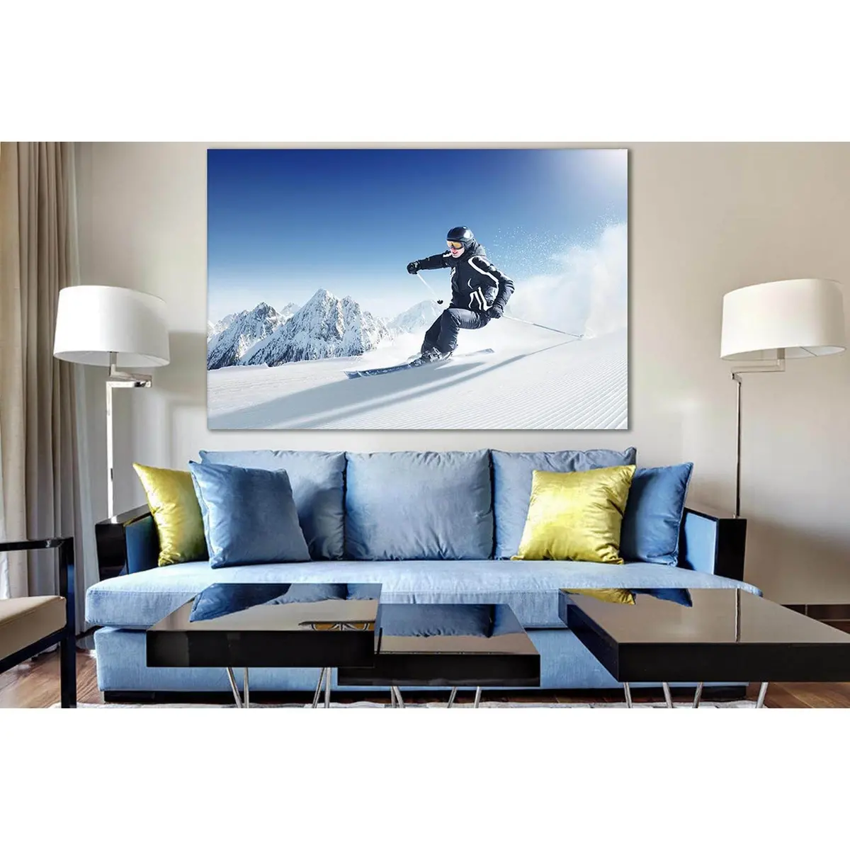 Winter Skiing Beautiful Moment №Sl922 Ready To Hang Canvas Print 1