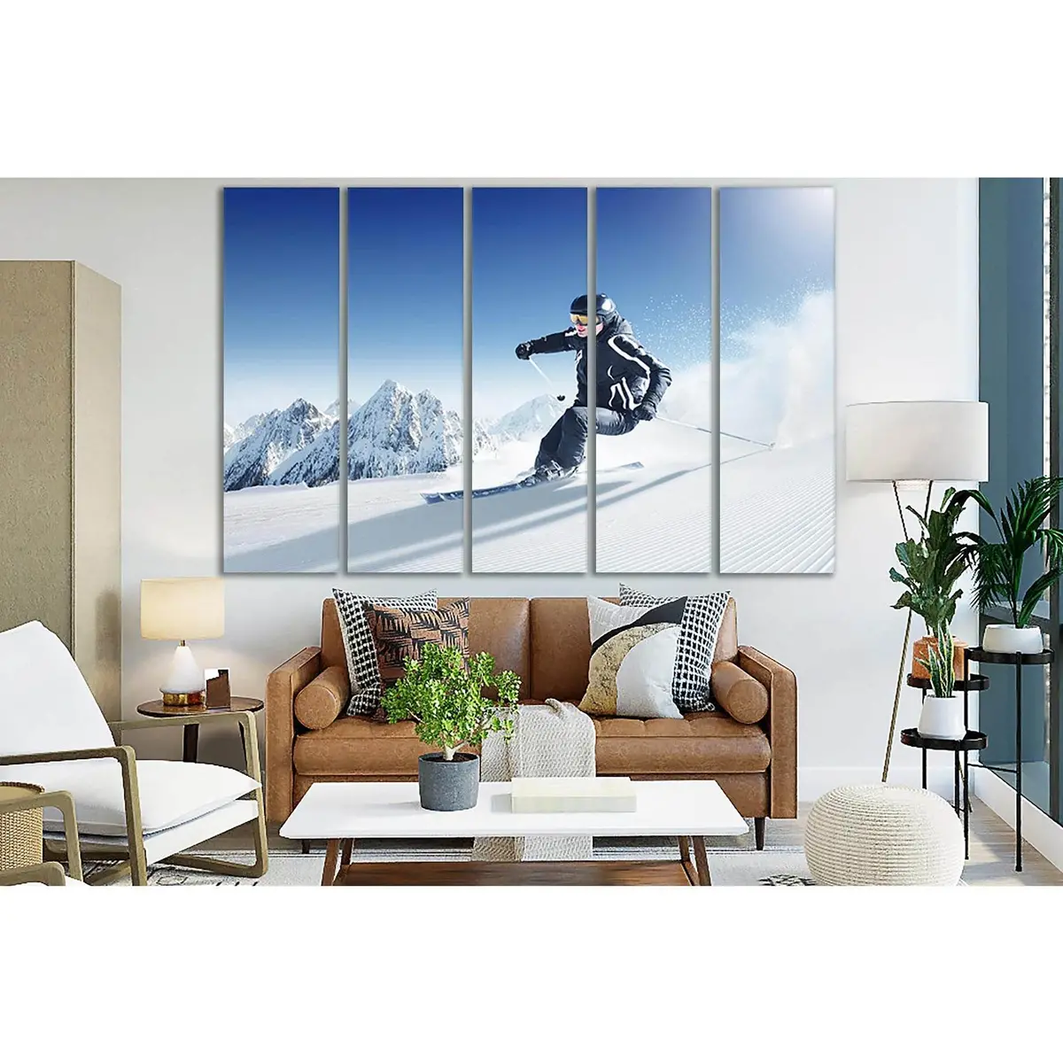 Premium Winter Skiing Canvas Art Print №SL922 – Ready-to-Hang Wall Decor - Image 3