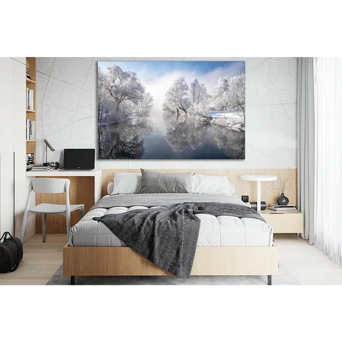 Winter Trees Over The River №Sl1078 Ready To Hang Canvas Print 2