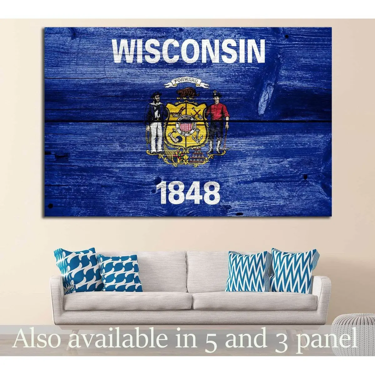 Wisconsin State Flag №697 Ready To Hang Canvas Print 1