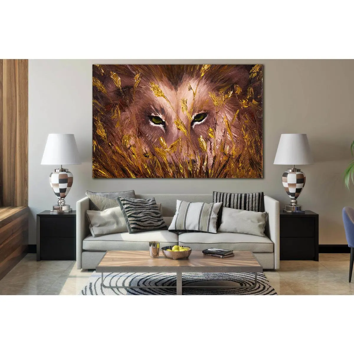 Wolves Eyes Behind Grass On Canvas №Sl594 Ready To Hang Canvas Print 1