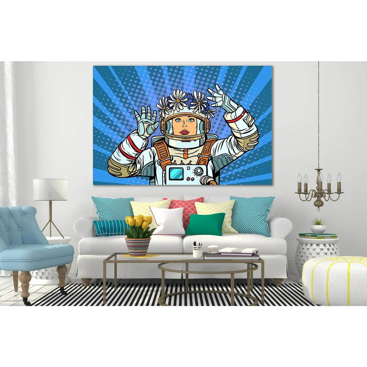 Woman Astronaut In A Wreath Pop Art №Sl530 Ready To Hang Canvas Print 1
