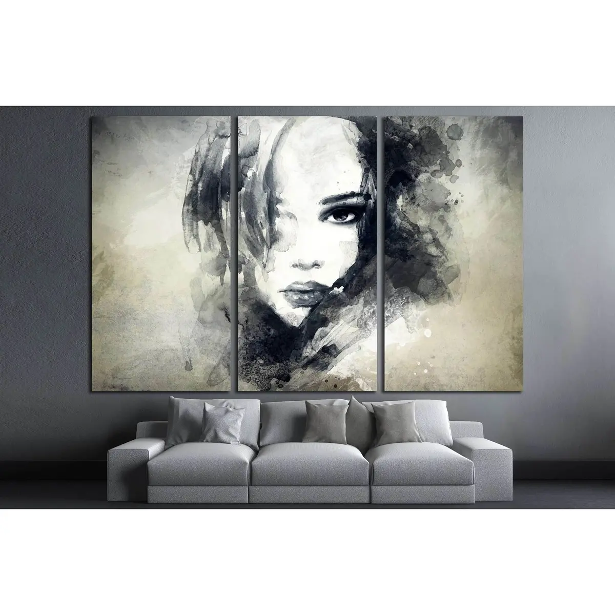 Woman Face. Hand Painted Fashion Illustration №2774 Ready To Hang Canvas Print 5