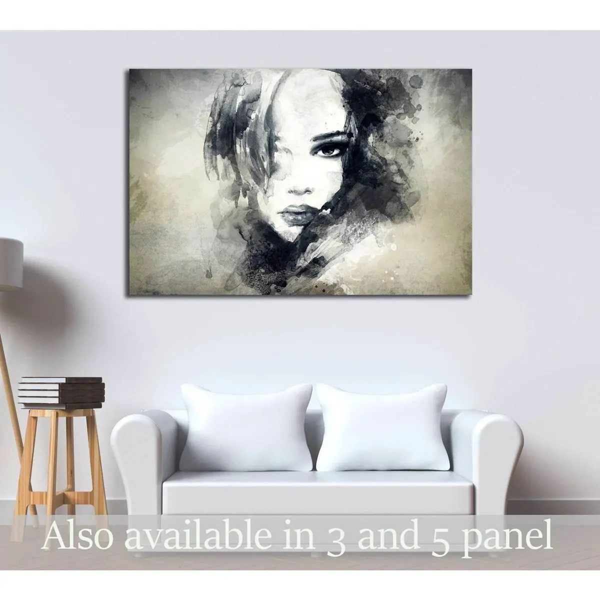 Woman Face. Hand Painted Fashion Illustration №2774 Ready To Hang Canvas Print 1